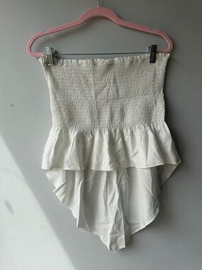 NWOT LYANER White Strapless Smocked Peplum Top- never worn